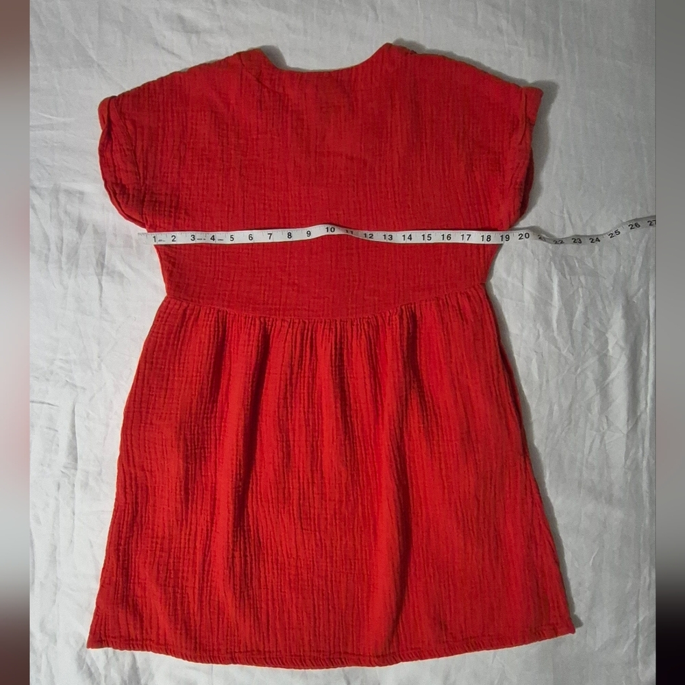 Universal Thread Orange Gauze V‑Neck Short Sleeve Dress - Picture 2 of 7